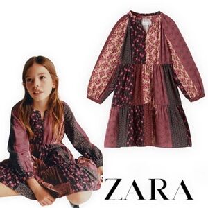 ZARA Kids | Maroon | PATCHWORK DRESS